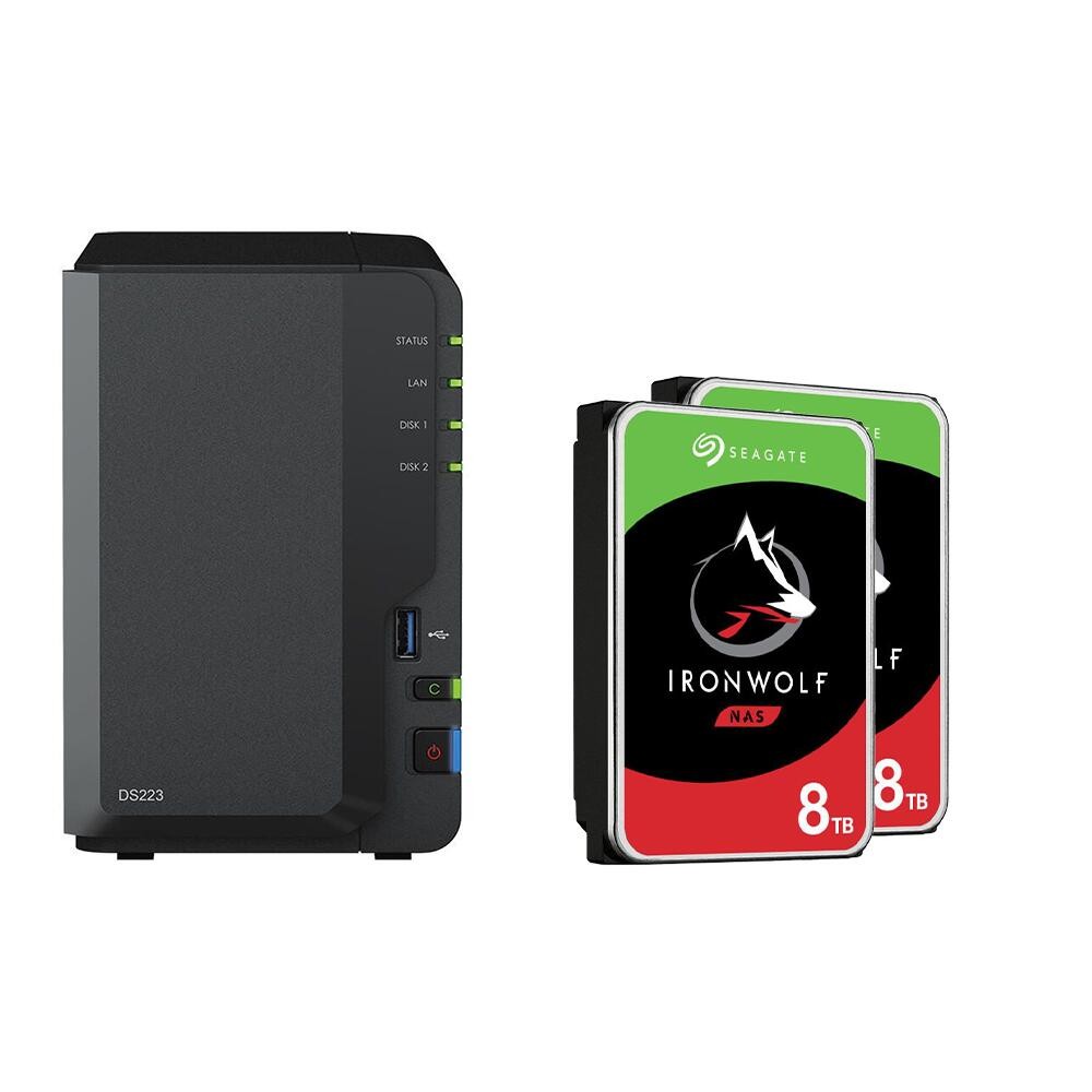 Synology DiskStation DS223 2 Einschübe NAS-Server Leergehäuse +16TB
