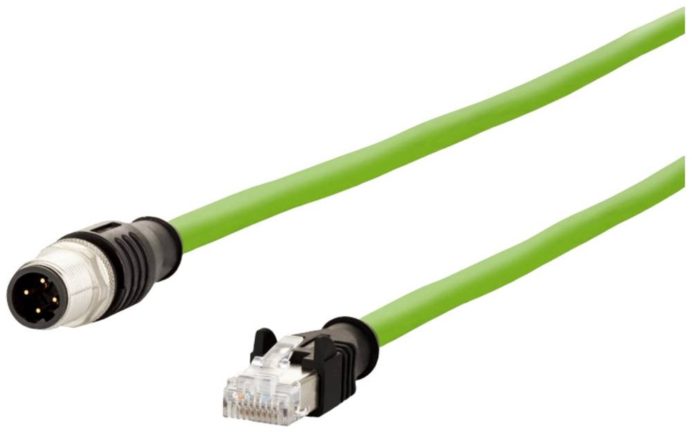 BTR 142M4D15050 M12 Patchkabel CAT 5e S/UTP 5.00 m Grün PUR-Mantel,