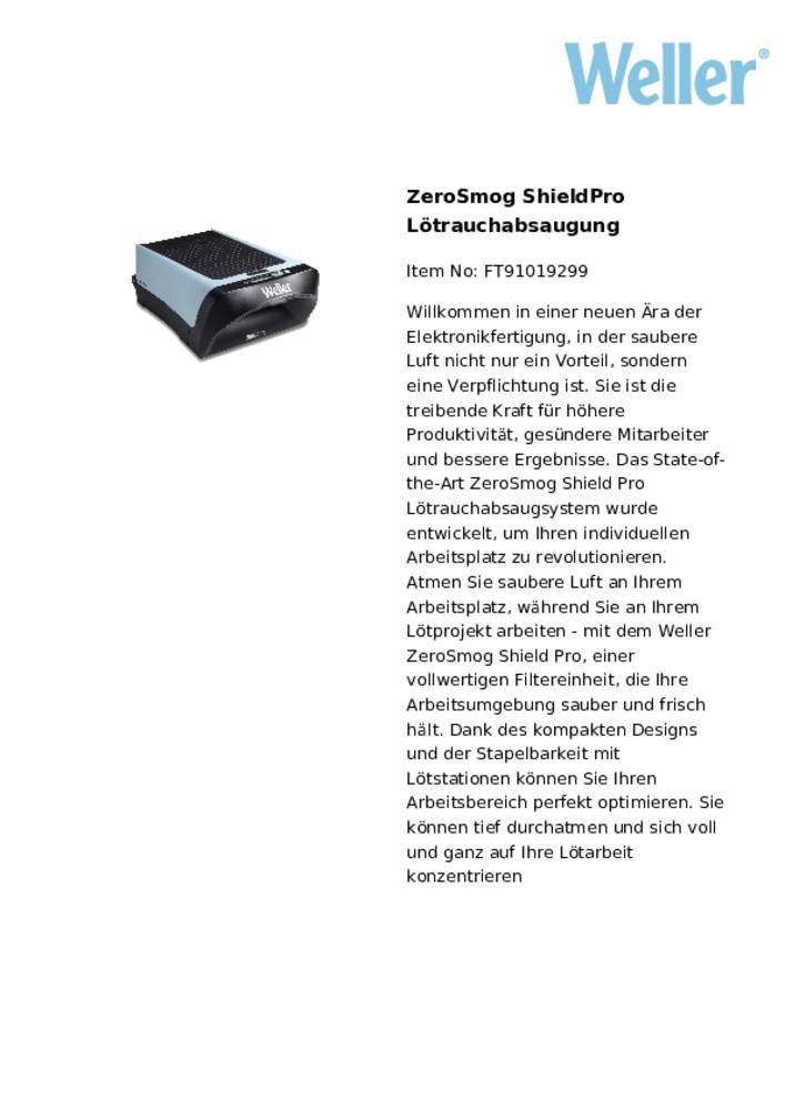 Weller Zero Smog Shield Pro Lötrauchabsaugung 230V 20W
