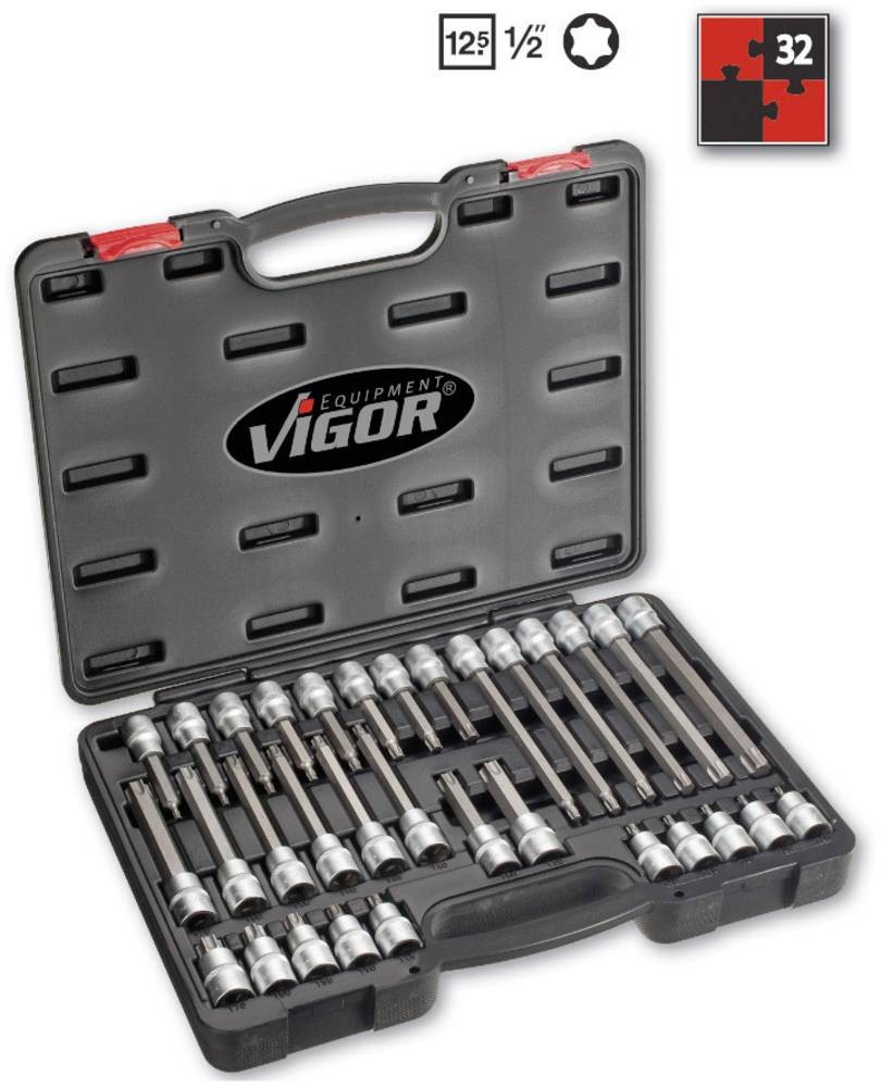 Vigor Steckschlüssel-Bit-Einsatz-Set 1/2\ (12.5 mm) 32teilig V1917
