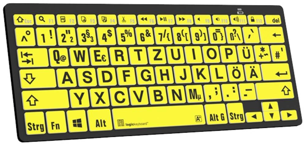 Logickeyboard XL-Print Bluetooth Tastatur Deutsch, QWERTZ Gelb/