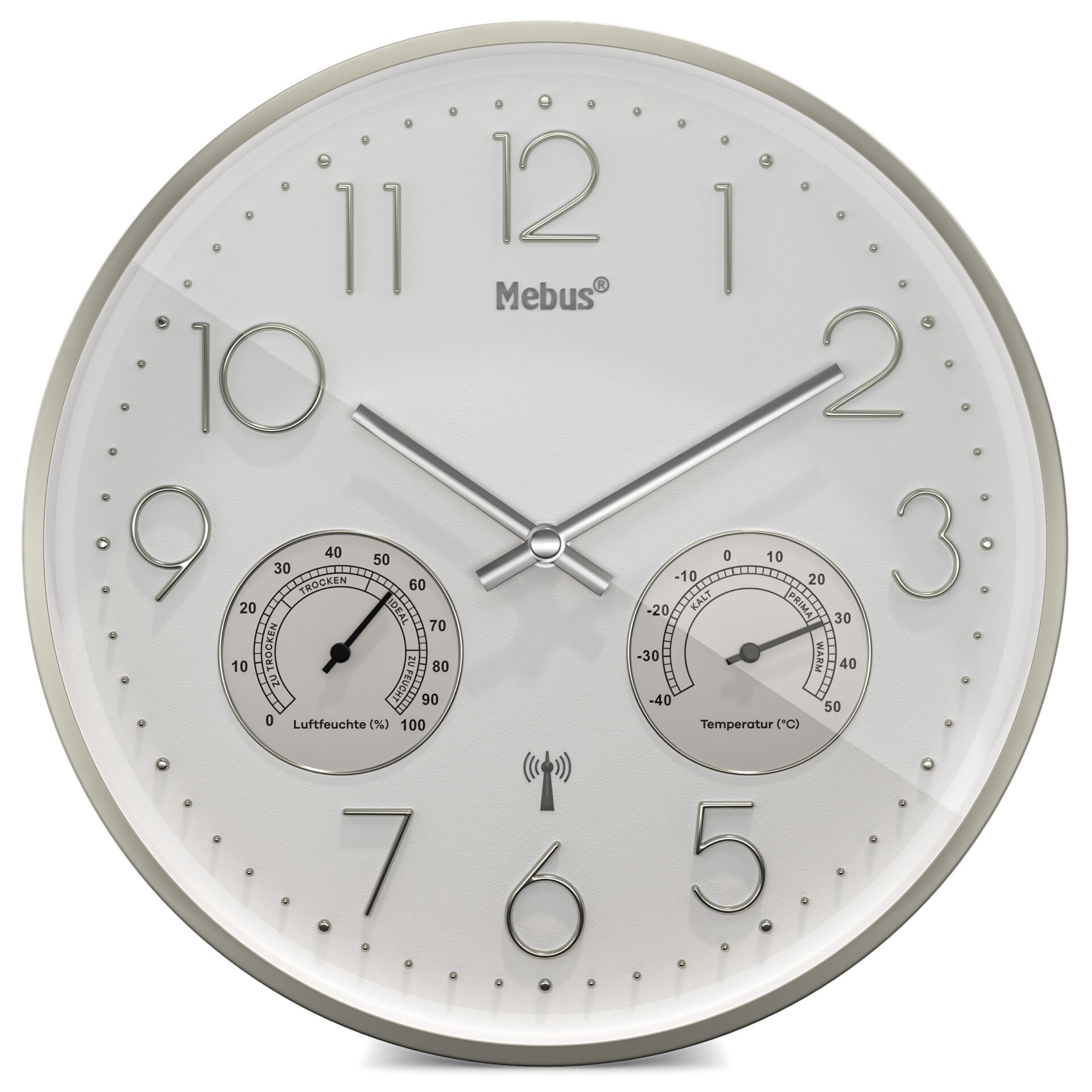 Mebus 12989 Funkwanduhr mit Thermo-Hygrometer
