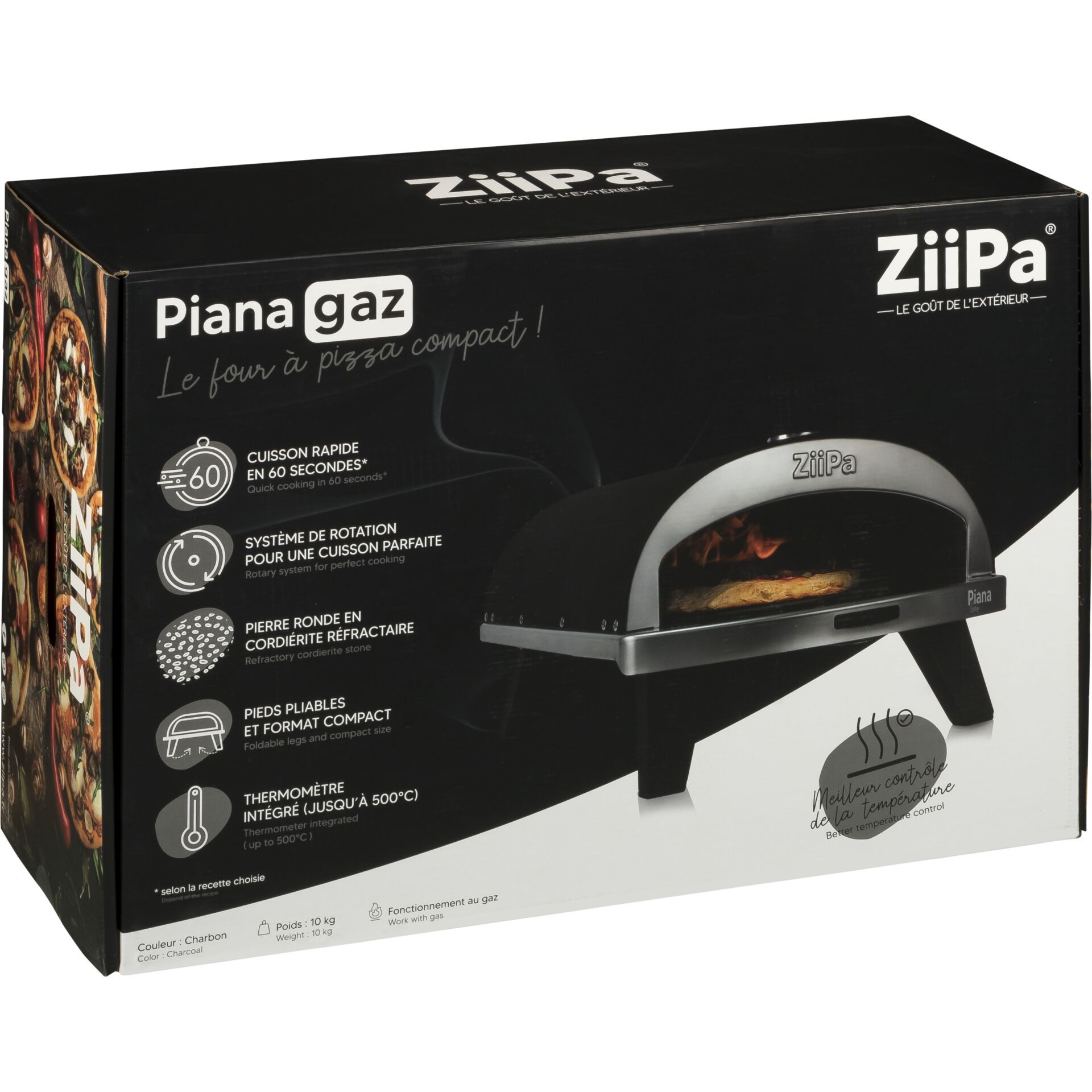 ZiiPa Piana Gas-Pizzaofen Farbe Karbon