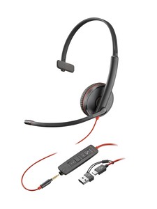 HP Poly Blackwire 3215 Monaural USB-C Headset +3.5mm Plug +USB-C/A
