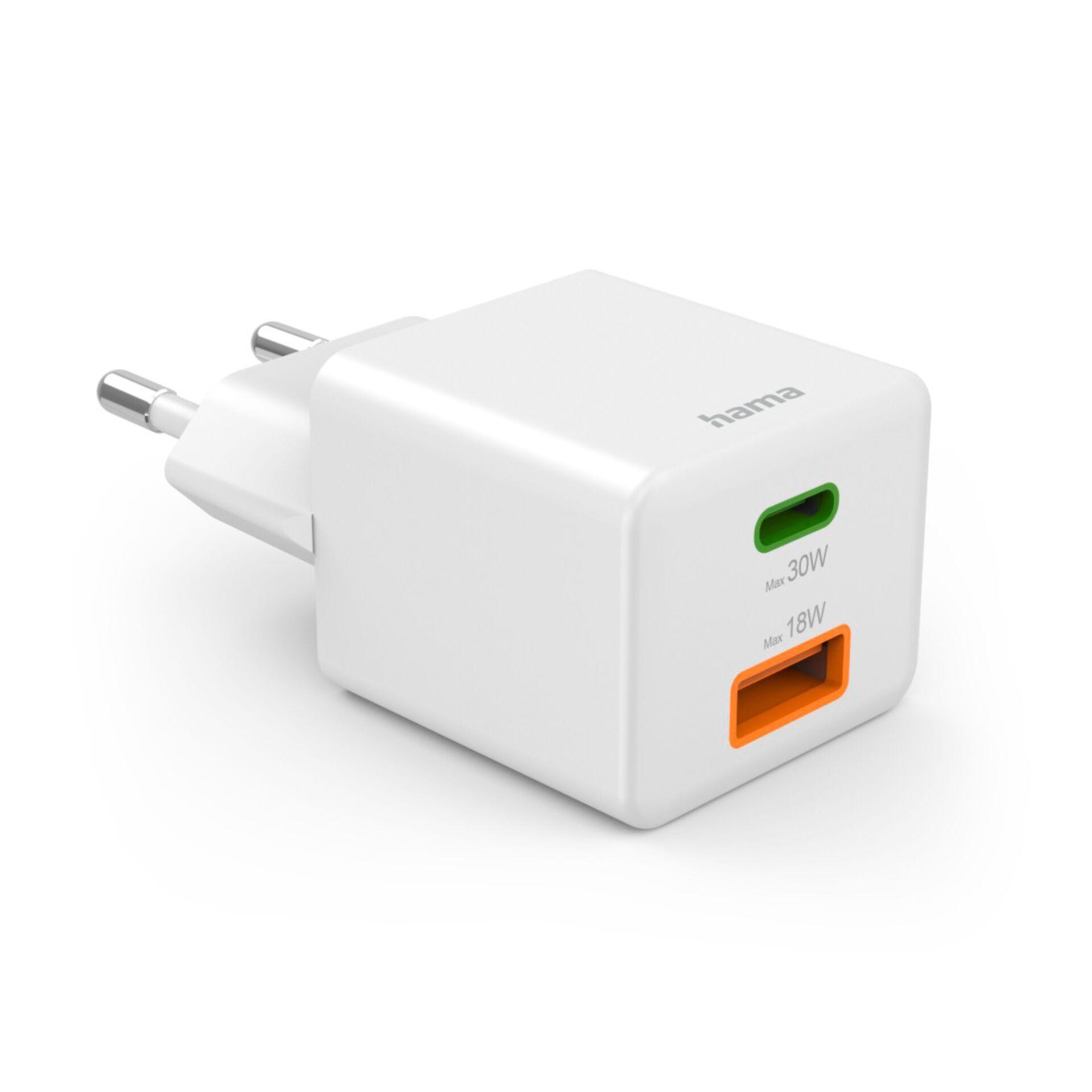 Hama 00201992 USB Ladegerät 30W 1x USB-A, 1x USB-C USB PD Weiß