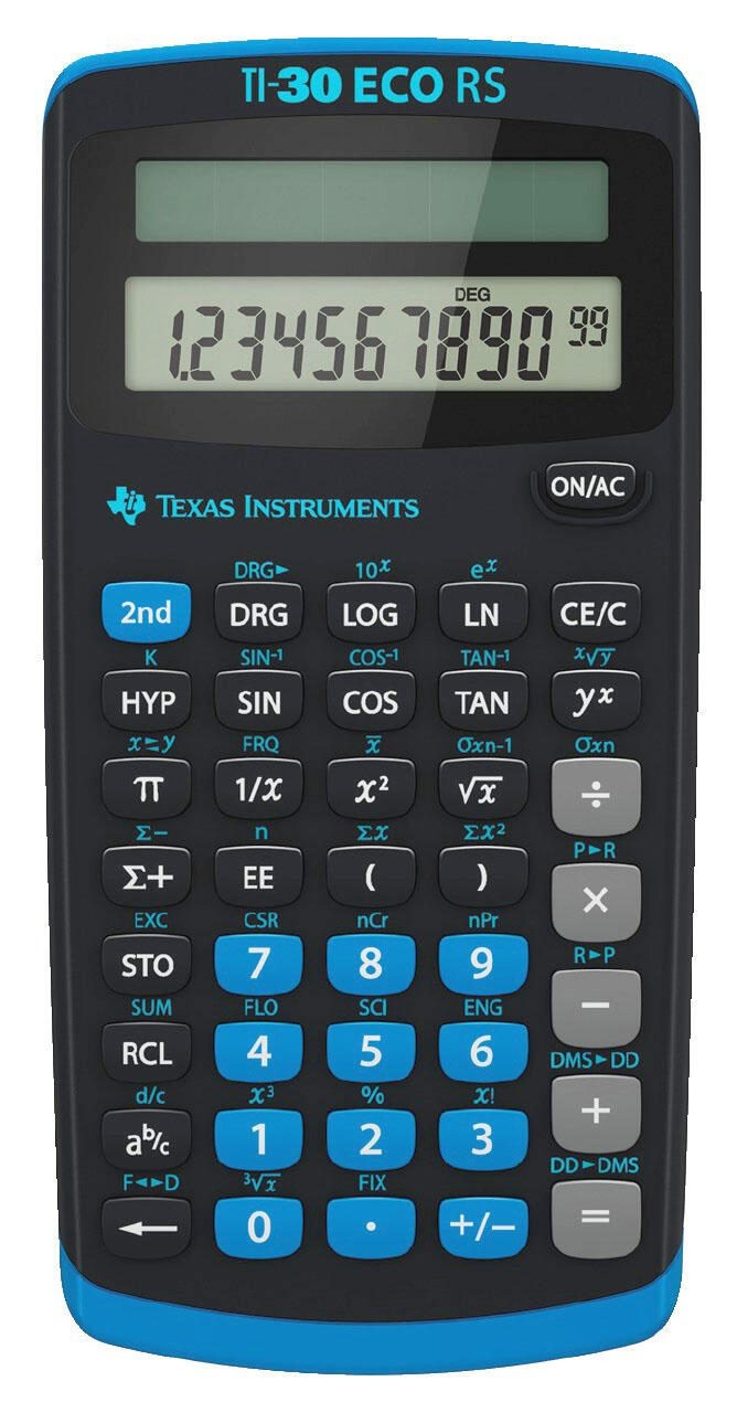Texas Instruments TI-30 ECO RS Taschenrechner Schwarz solarbetrieben (