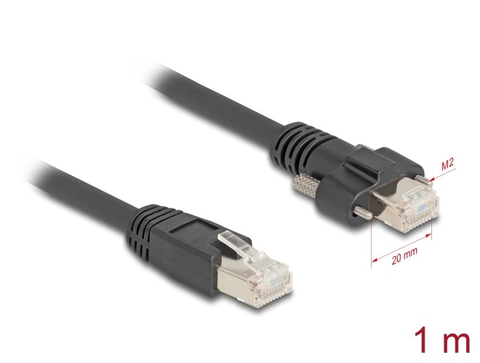 DeLOCK Cable RJ45 plug to RJ45 plug with screw distance 20 mm for