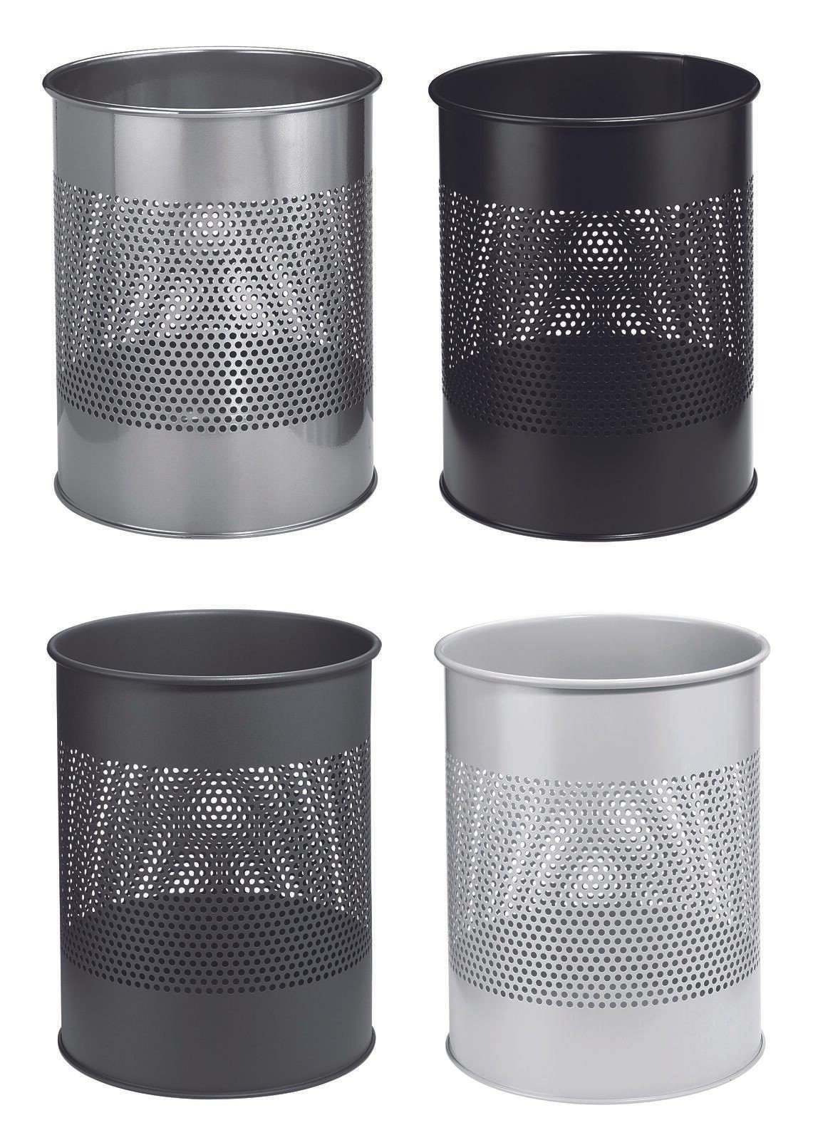 Durable Papierkorb Metall rund 15L Perforation 165mm schwarz