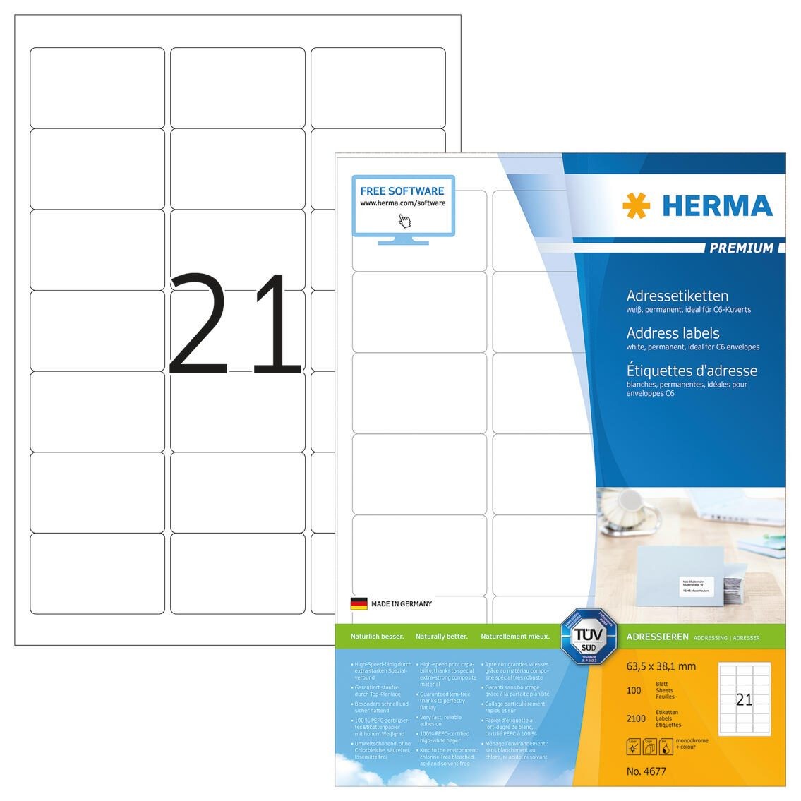 HERMA 4677 etiqueta para dirección Blanco - HERMA 4677, Blanco,