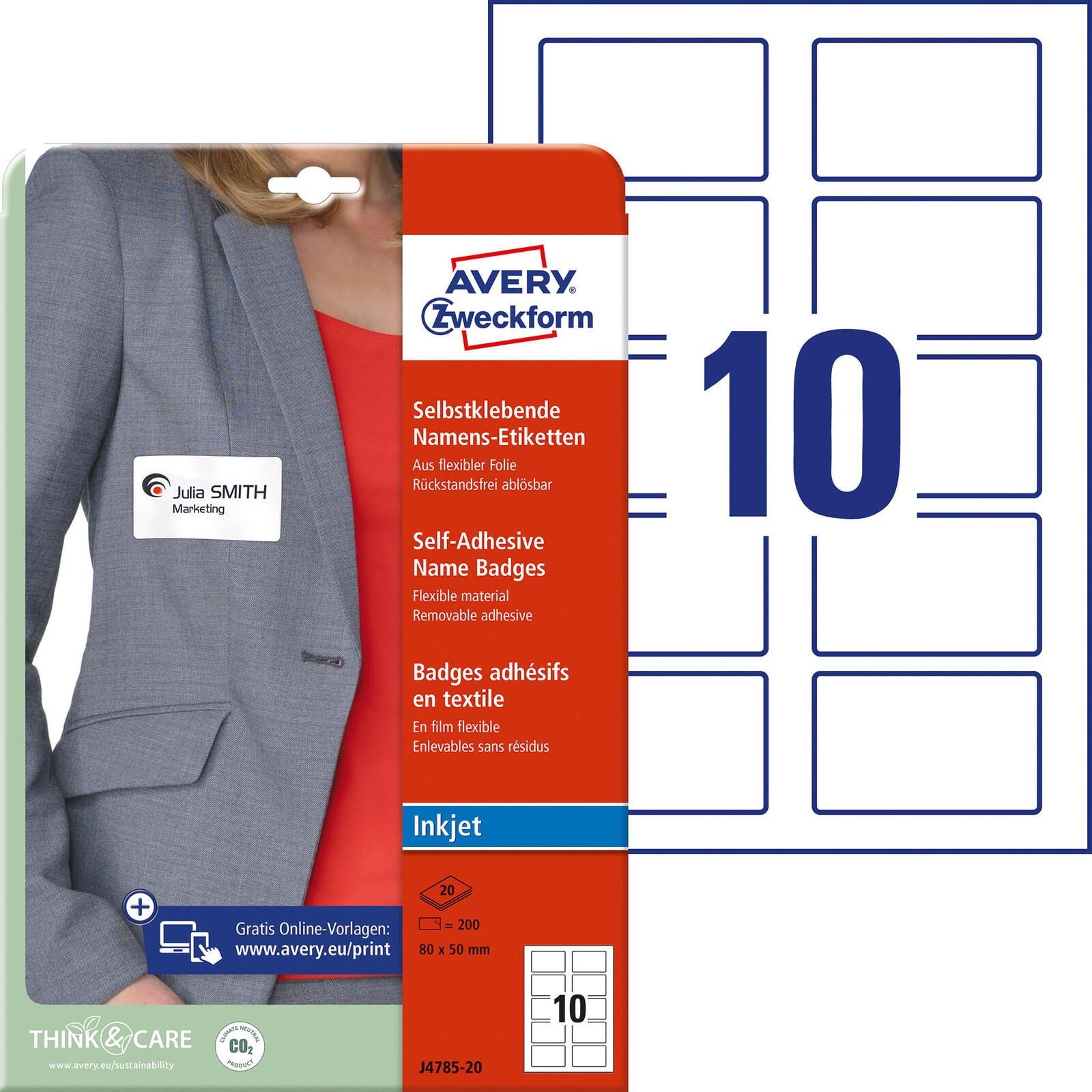 Avery J4785-20 etichetta autoadesiva Rettangolo con angoli