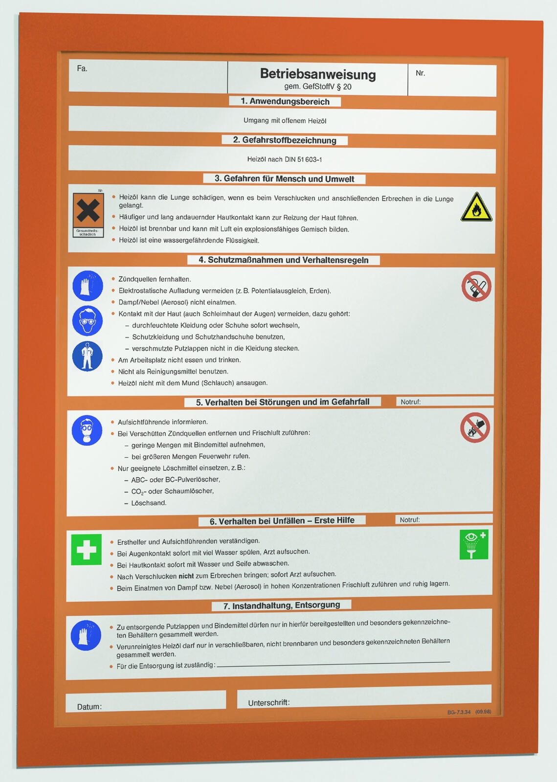 DURABLE Magnetrahmen selbstklebend A4 orange