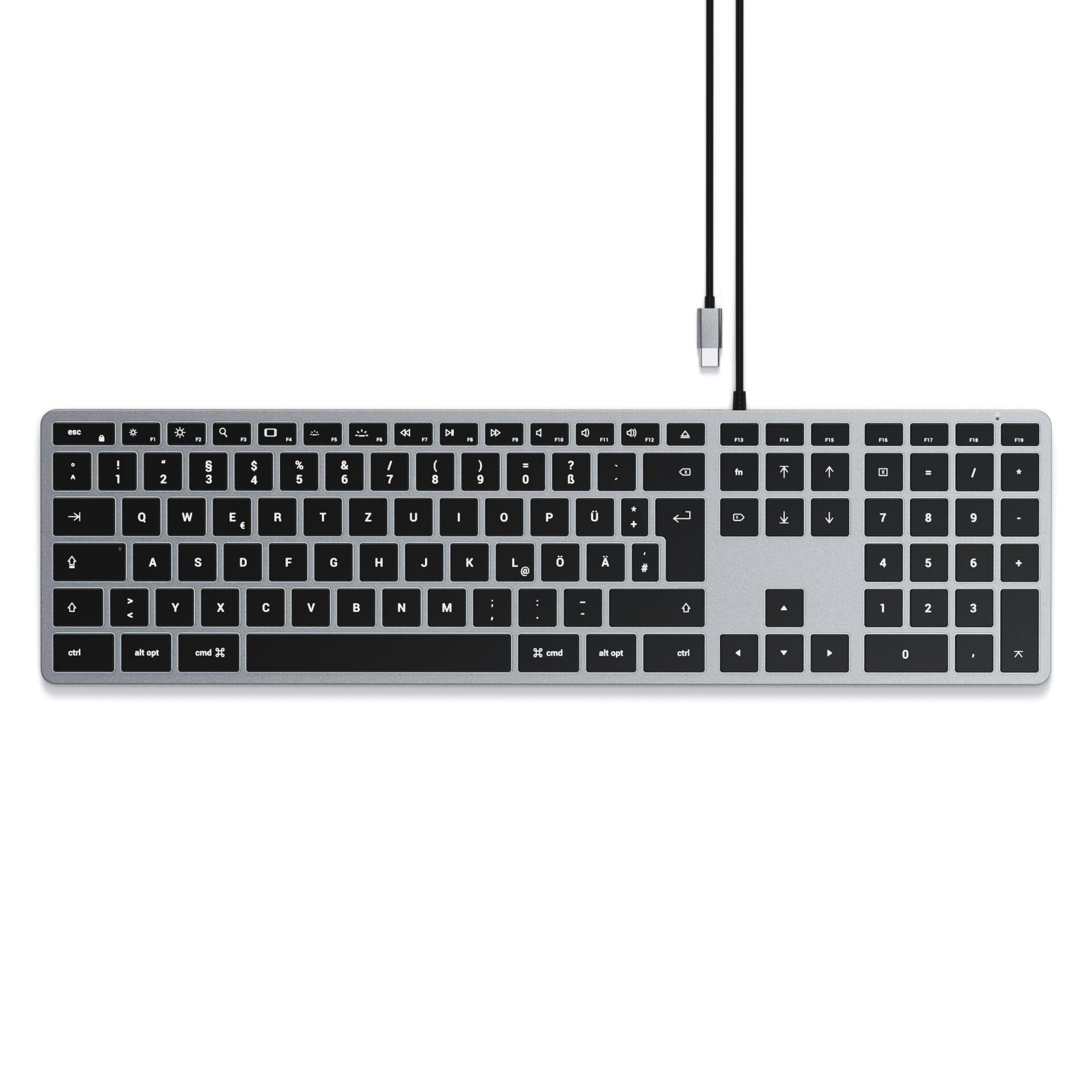 Satechi Slim W3 Kabelgebunden Tastatur Deutsch, QWERTZ Anthrazit