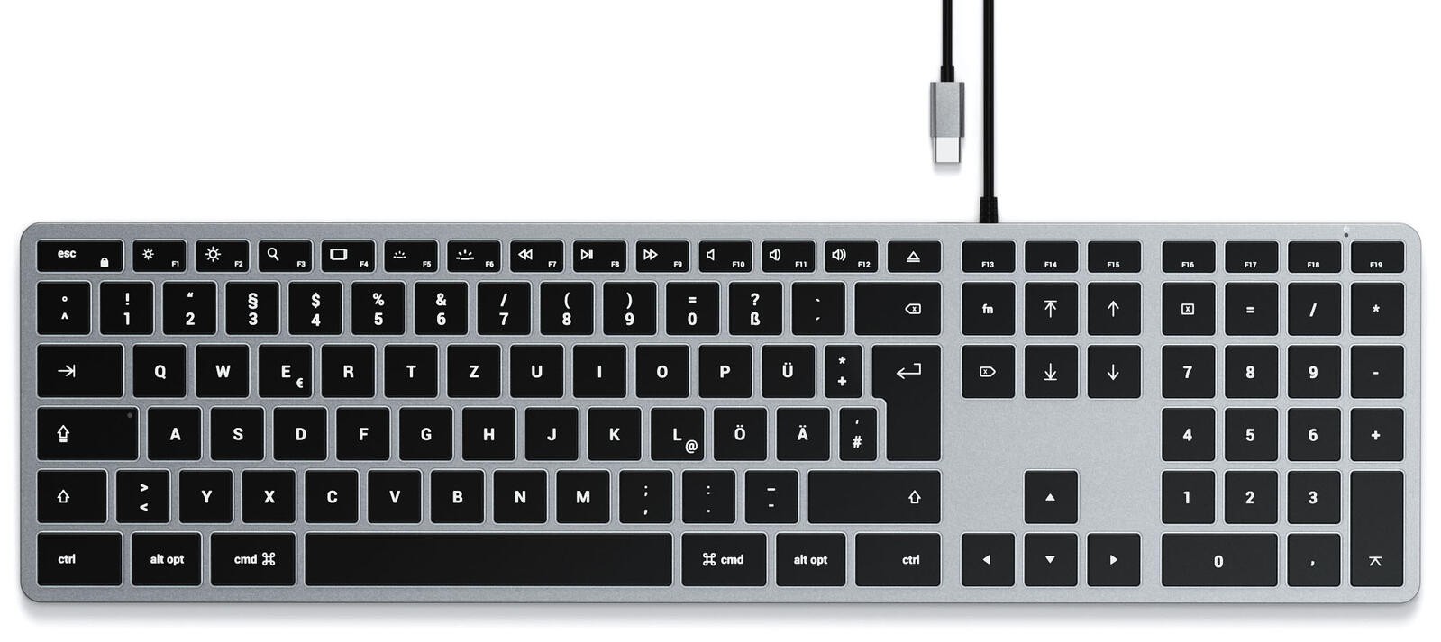 Satechi Slim W3 Kabelgebunden Tastatur Deutsch, QWERTZ Anthrazit