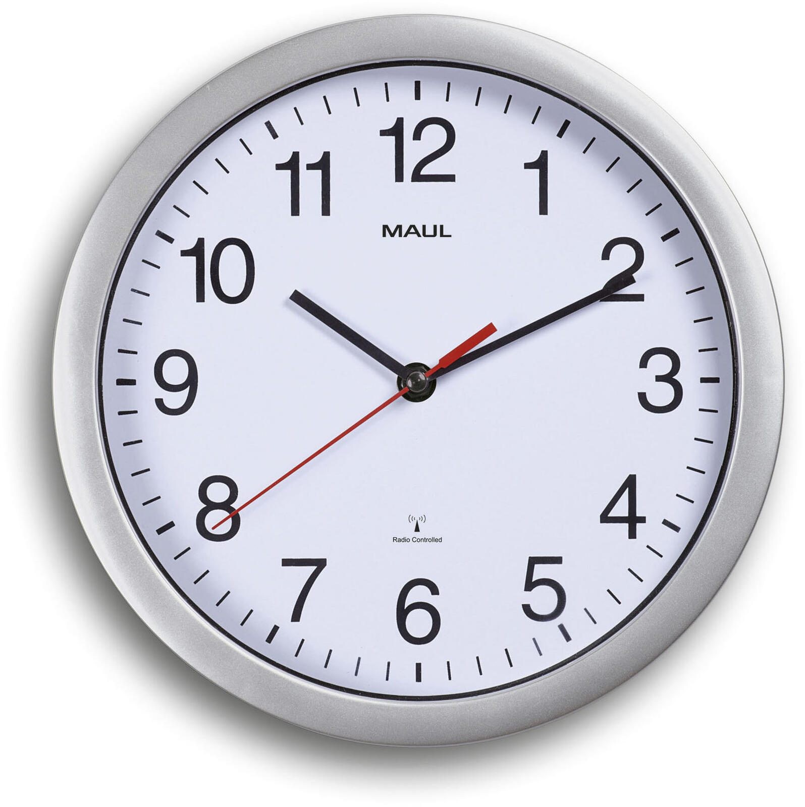 MAUL Quarzwall clock Run white/silver plastic 25cm incl. Batt