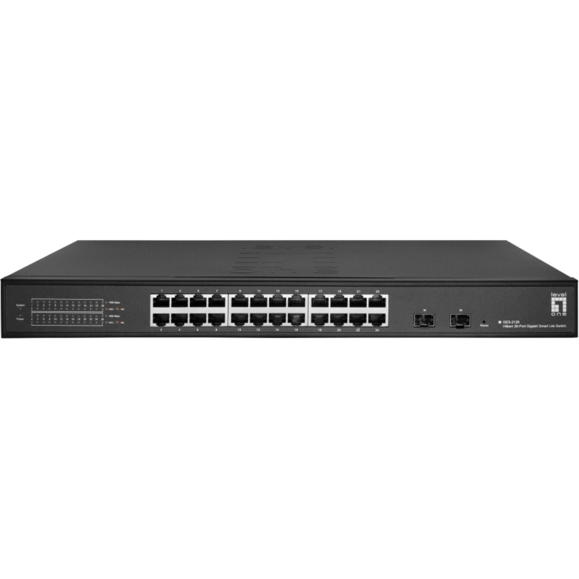 LevelOne Hilbert 26-Port Gigabit Smart Lite Switch, 24 x Gigabit RJ45,