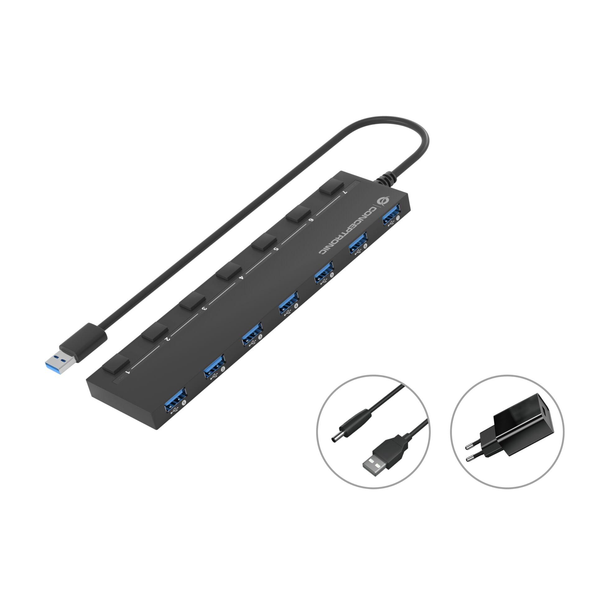 Conceptronic HUBBIES19BP hub & concentrateur USB 3.2 Gen 1 (3.1 Gen 1)