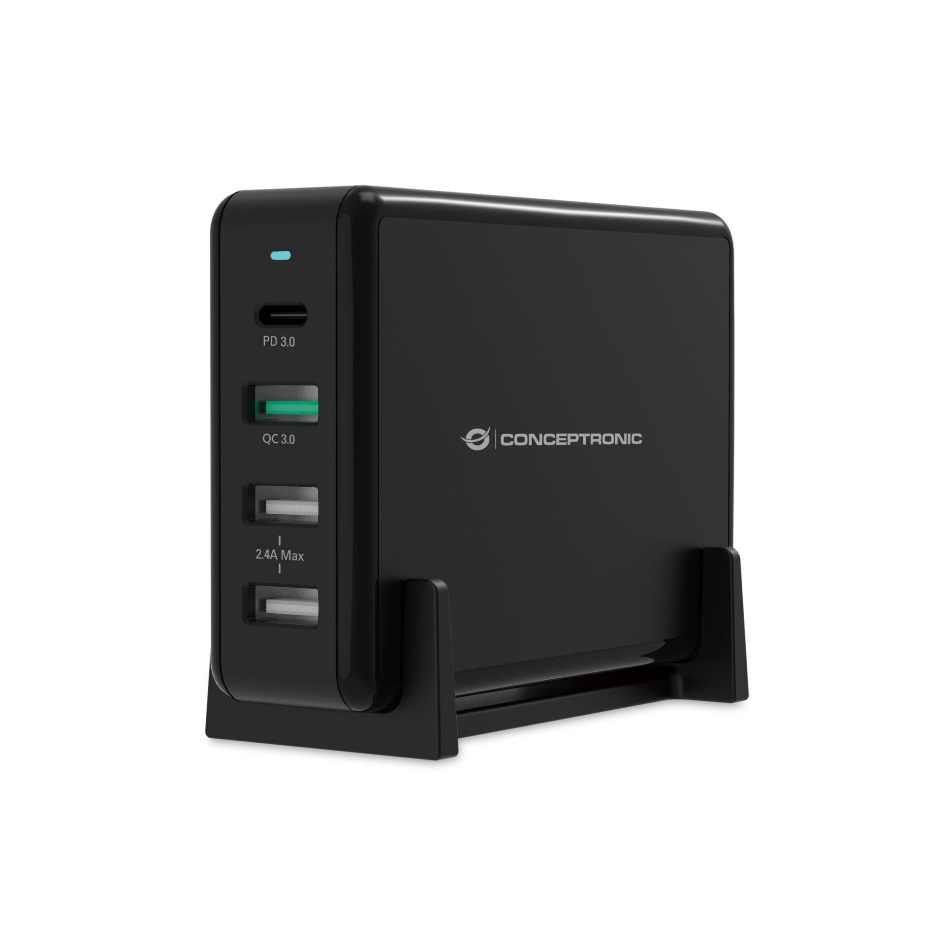 Conceptronic OZUL 4-Port 65W USB PD Desktop Charger - Conceptronic