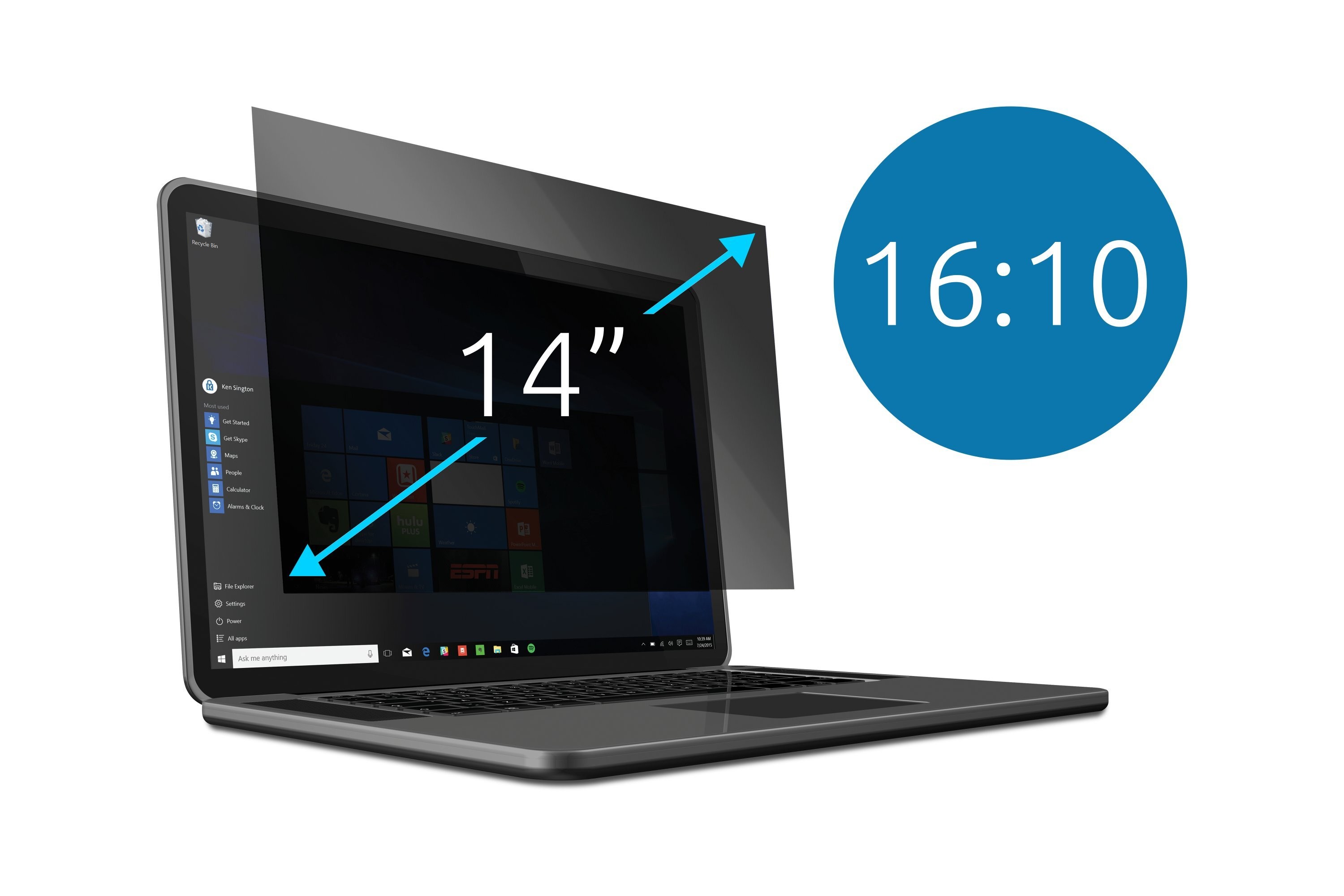 Kensington 2-way Removable Privacy Screen Filter for 14" Laptops 16: