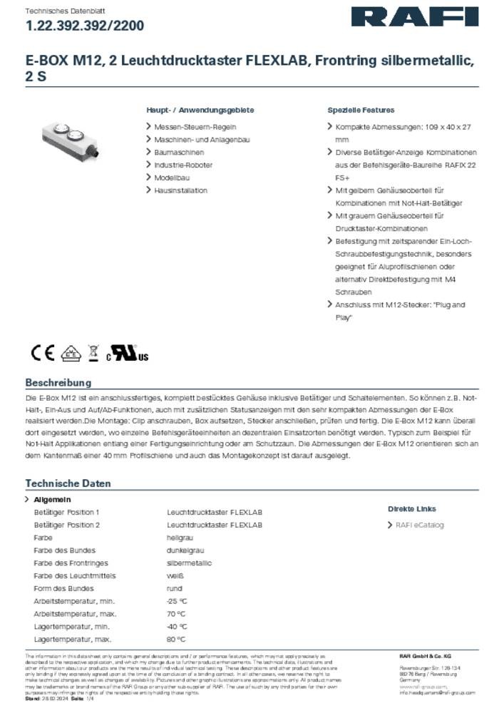 RAFI 1.22.392.392/2200 LDT091 Leuchtdrucktaster 24V 0.5A tastend (L x