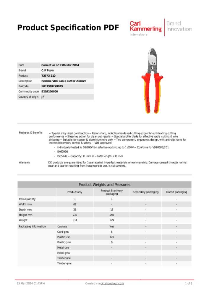 C.K T3973 210 T3973 210 Kabelschneider apropiado para (