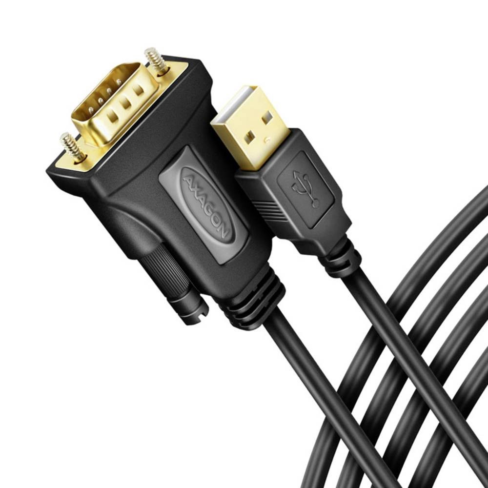 Axagon ADS-1PQN USB-A 2.0 - serial RS-232 DB9-M FTDI adapter cable 1.