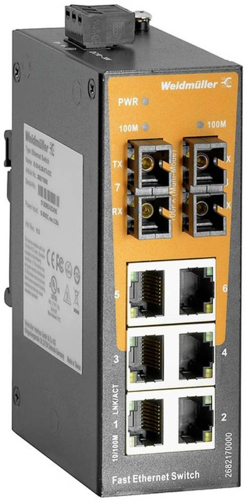 Weidmüller IE-SW-EL08-6TX-2SC Managed Fast Ethernet (10/100) Black,