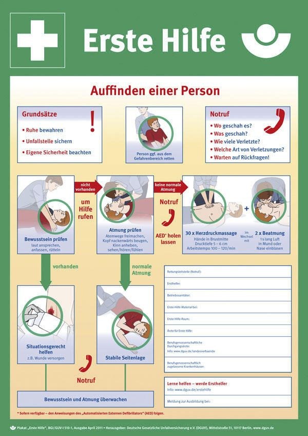 SafetyMarking 43.2914 Aushang Anleitung pour Ersten Hilfe bei Unfä