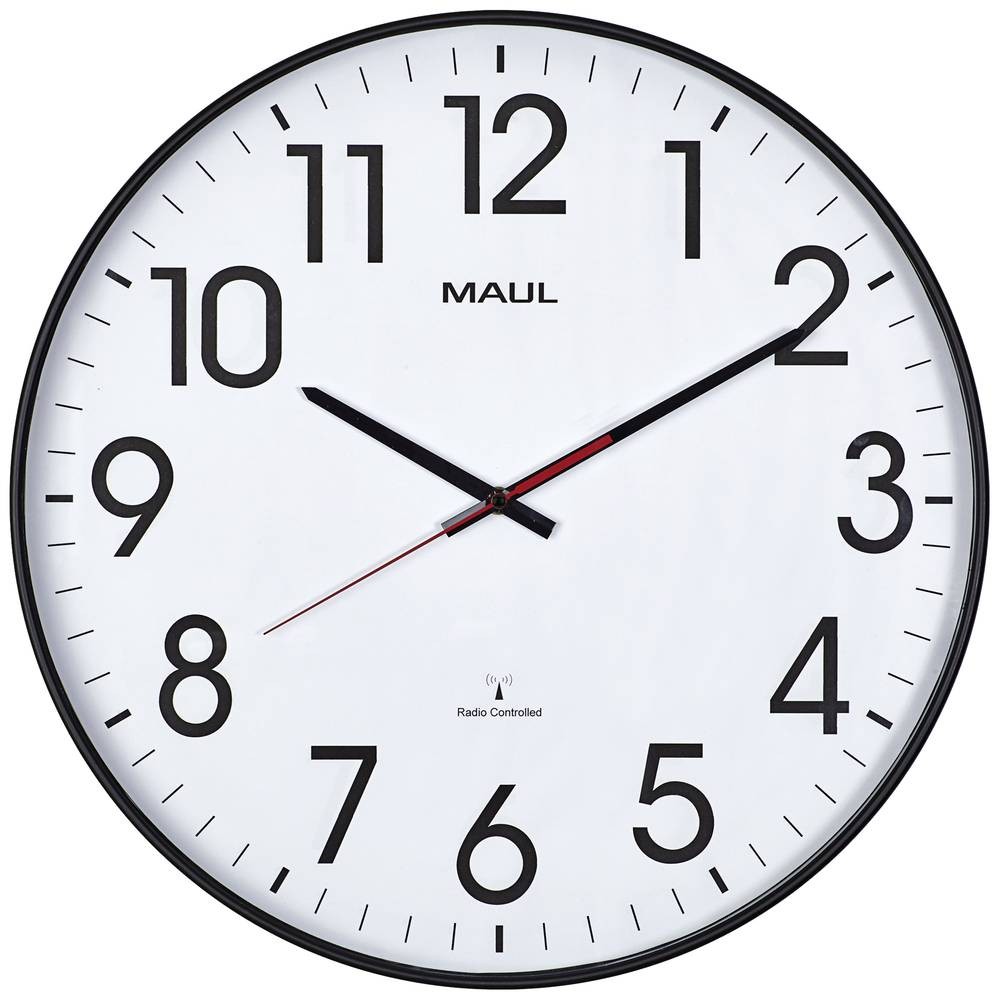 Maul 9054890 Funk Wanduhr 47.7mm x 54mm Schwarz Leisegang-Uhrwerk