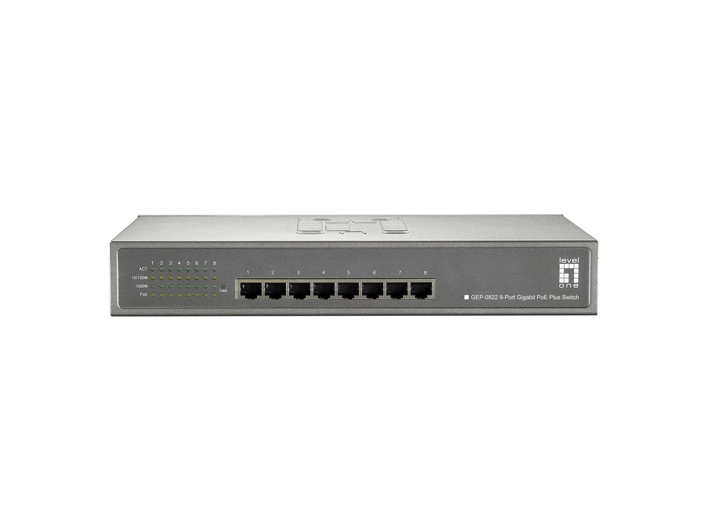 LevelOne 8-Port Gigabit PoE Switch, 802.3at/af PoE, 240W - LevelOne 8-