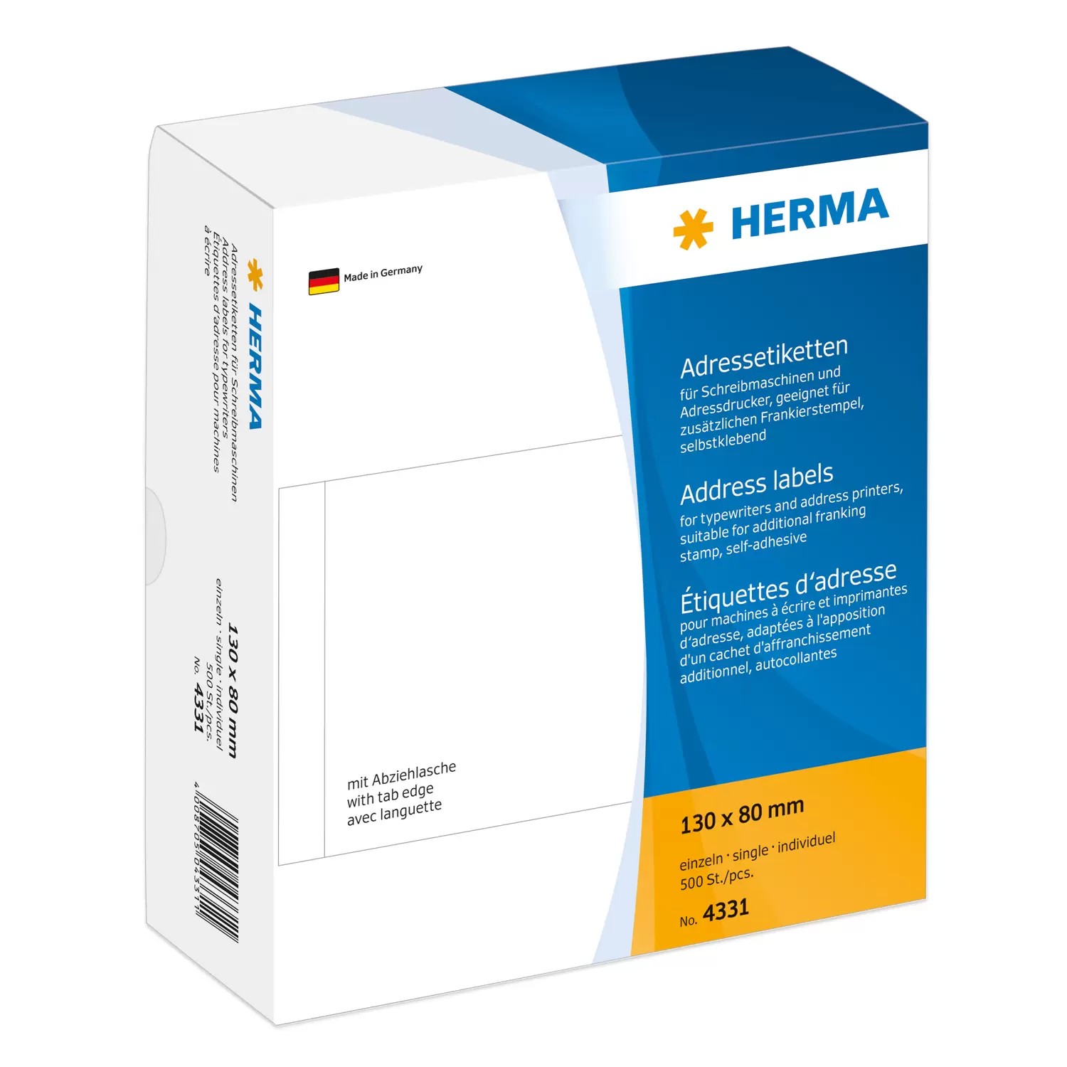 HERMA Adressetiketten einzeln weiß 130x80 mm Papier 500 St.