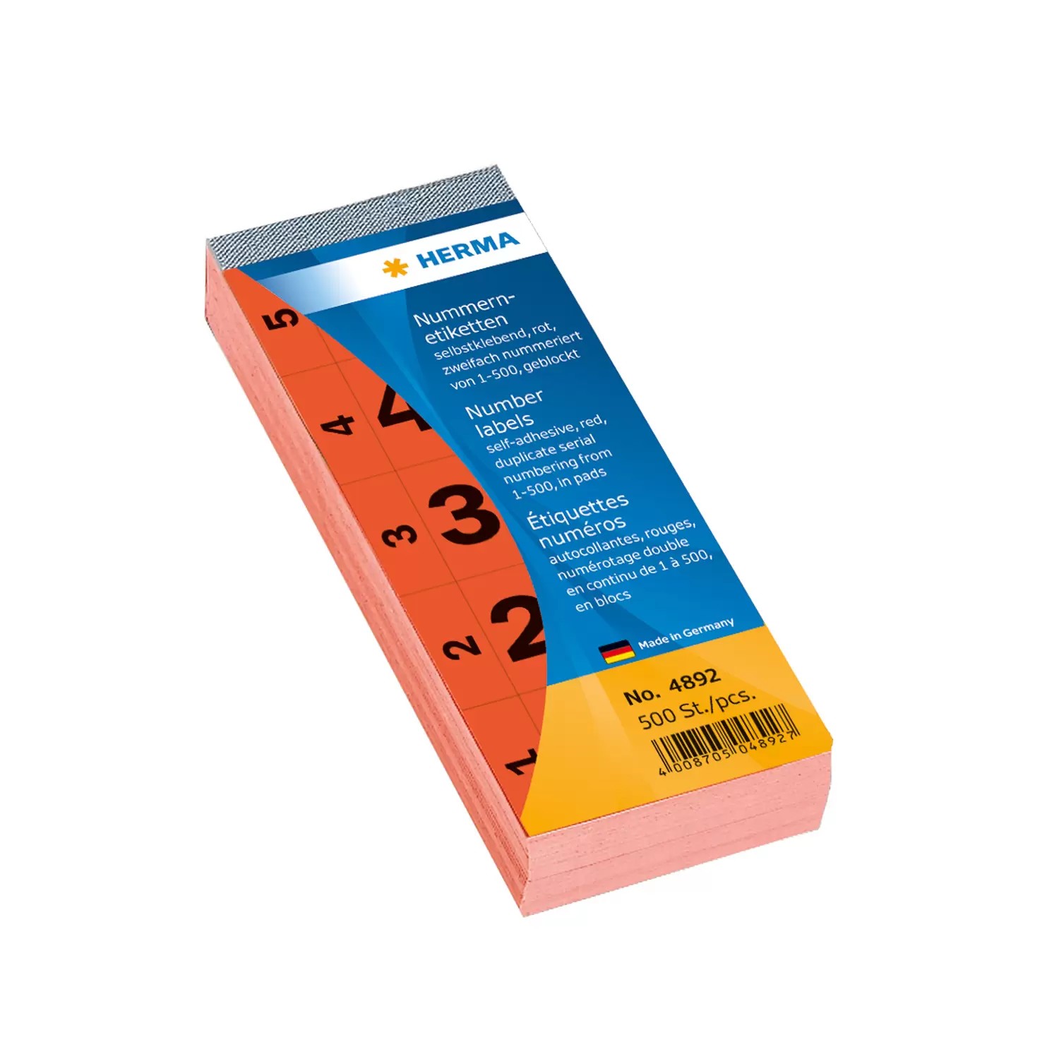 HERMA Number blocks self-adhesive red 28x56 mm 1-500 - HERMA Number