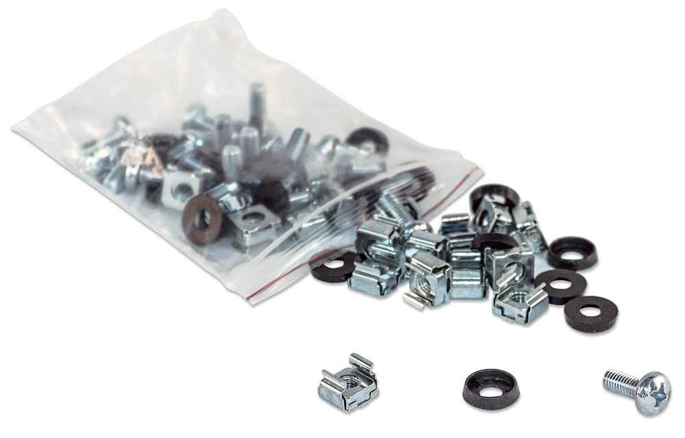 Intellinet Cage Nut Set (100 Pack), M6 Nuts, Bolts and Washers,