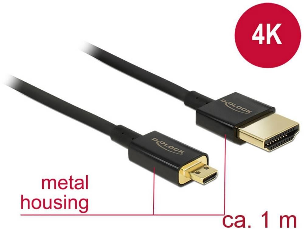 DeLOCK HDMI-A/HDMI Micro-D, 1 m HDMI cable HDMI Type A (Standard)
