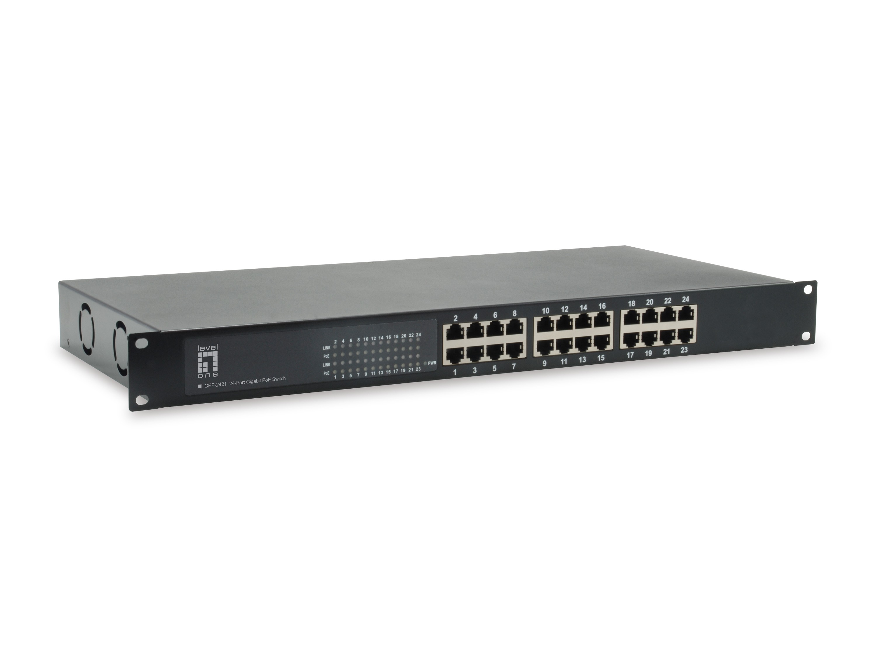 LevelOne PoE+Switch 24xGE PoE 150W 19" unmanaged Metall