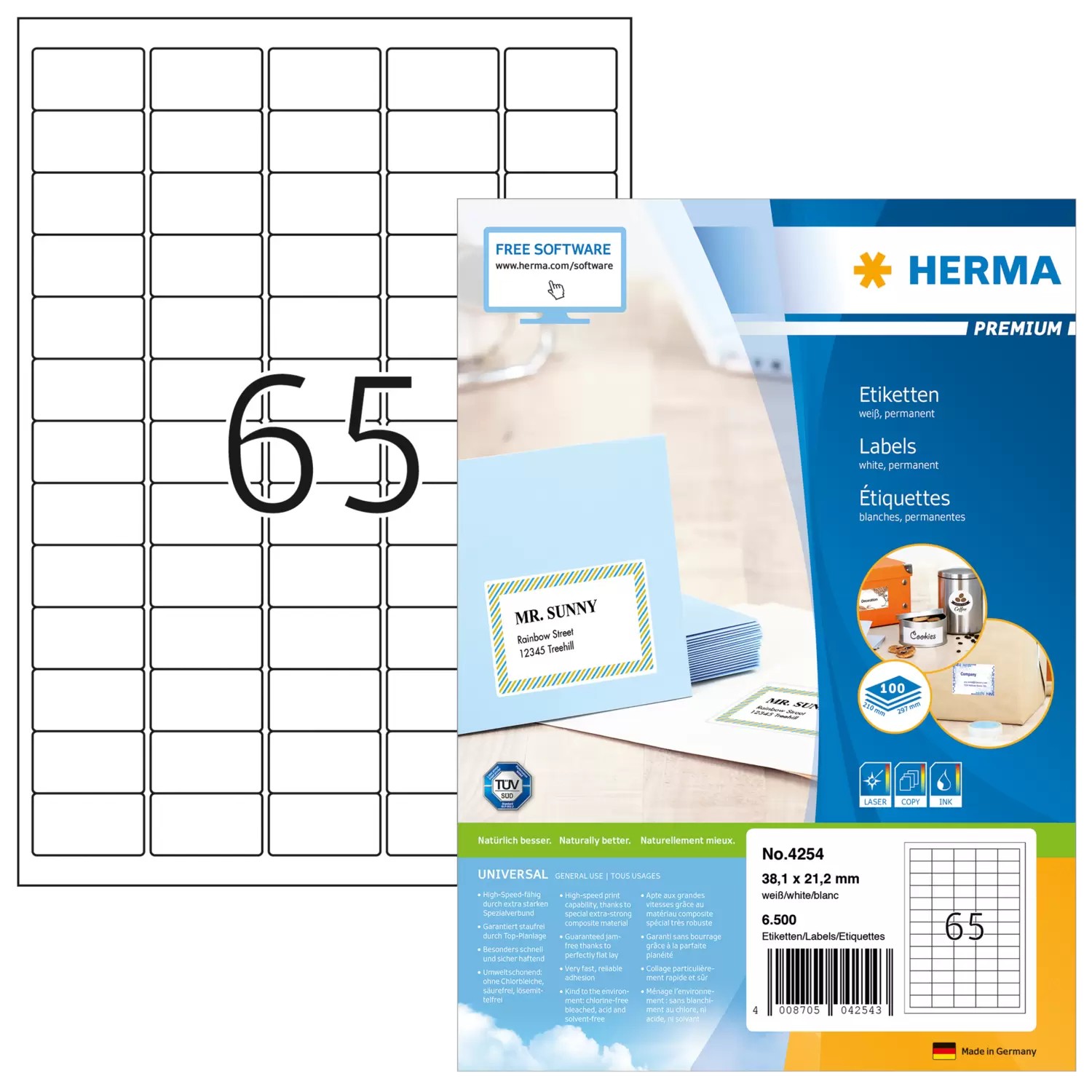 HERMA Address labels Premium A4 38.1x21.2 mm round corners white