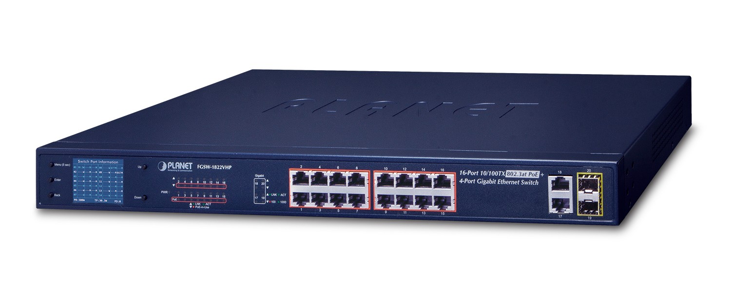 PLANET FGSW-1822VHP network switch Unmanaged Fast Ethernet (10/100)