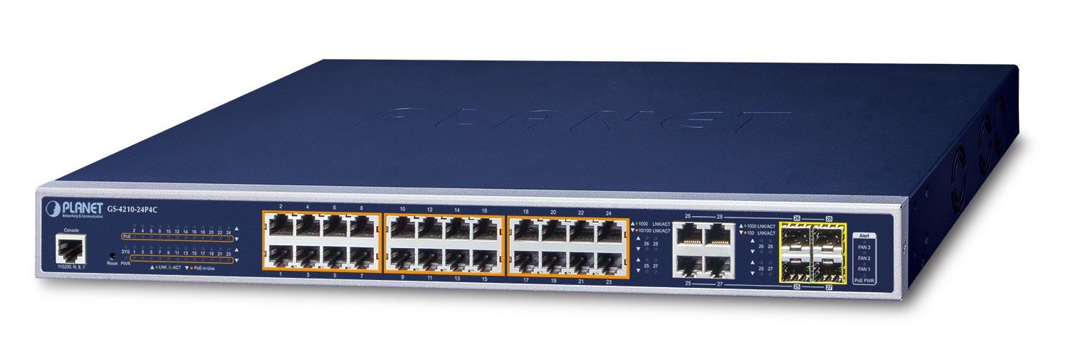 PLANET GS-4210-24P4C commutateur réseau Géré L2/L4 Gigabit