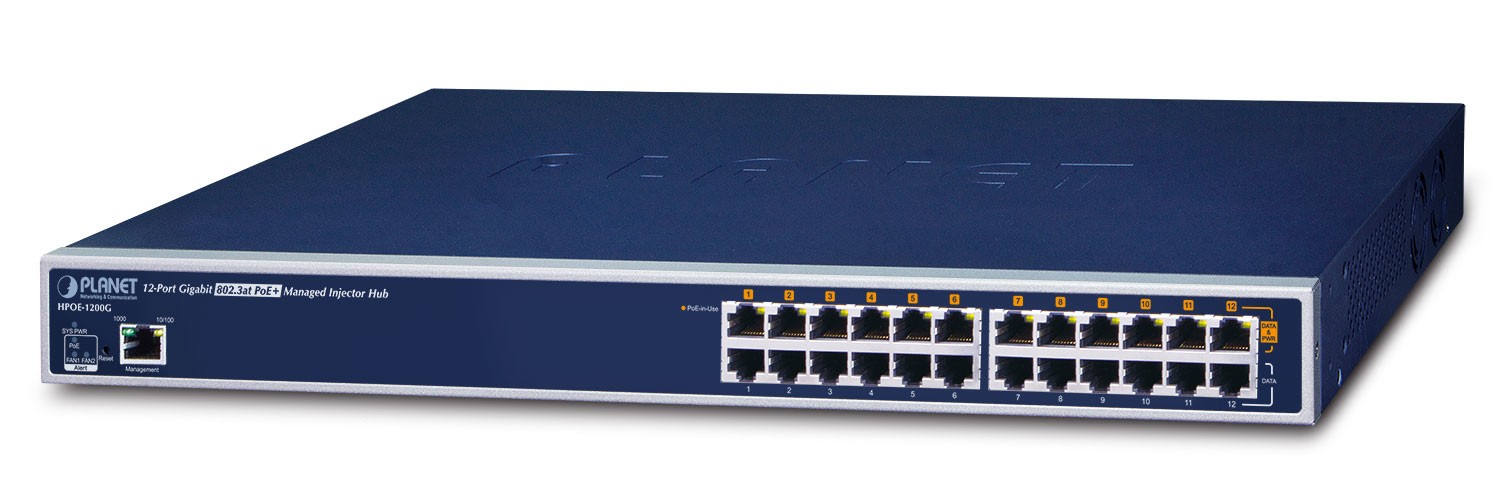 PLANET 12-Port Gigabit IEEE 802.3at High Power Injector