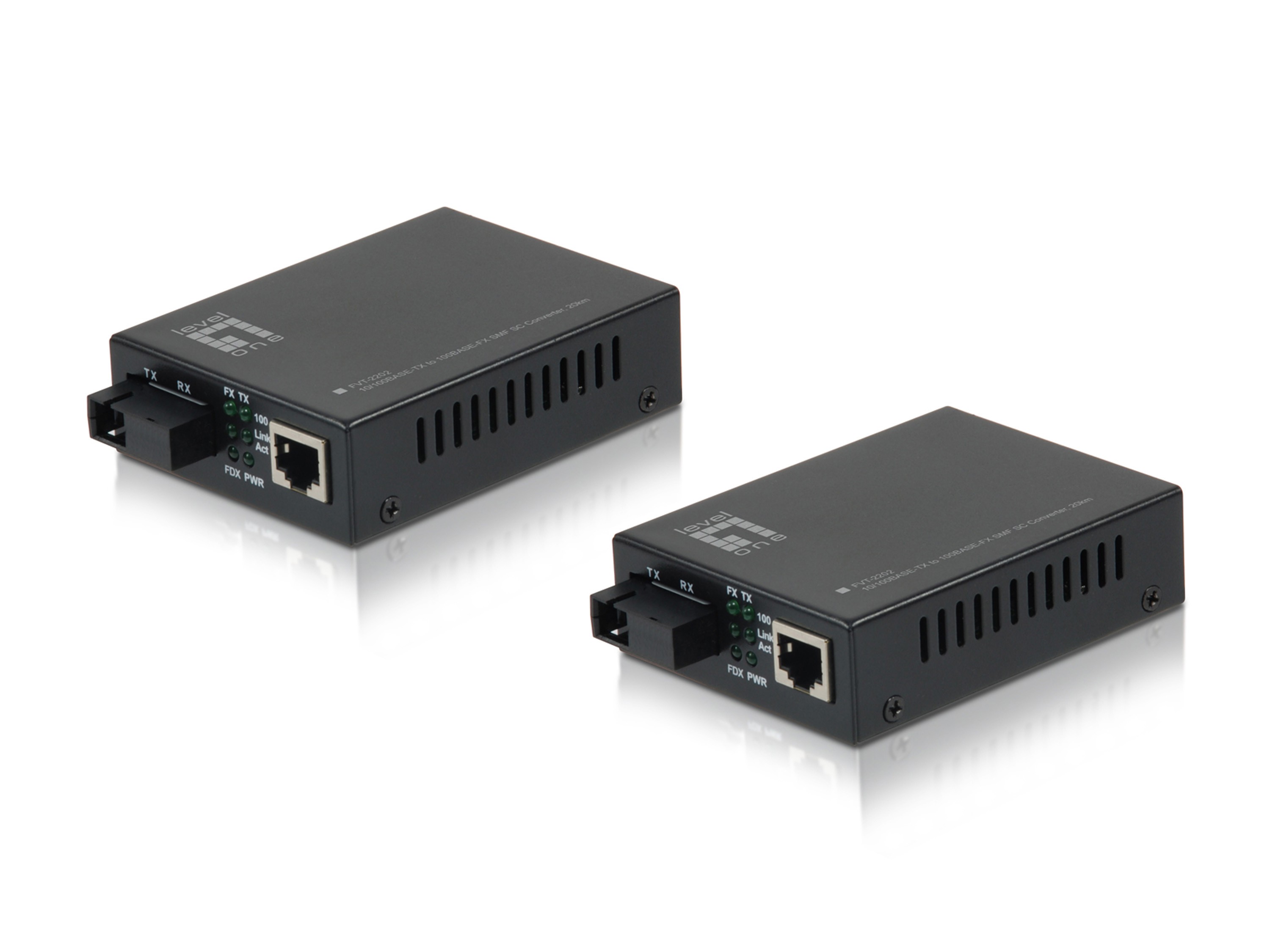 LevelOne RJ45 to SC BIDI Fast Ethernet Media Converter Set, Single-