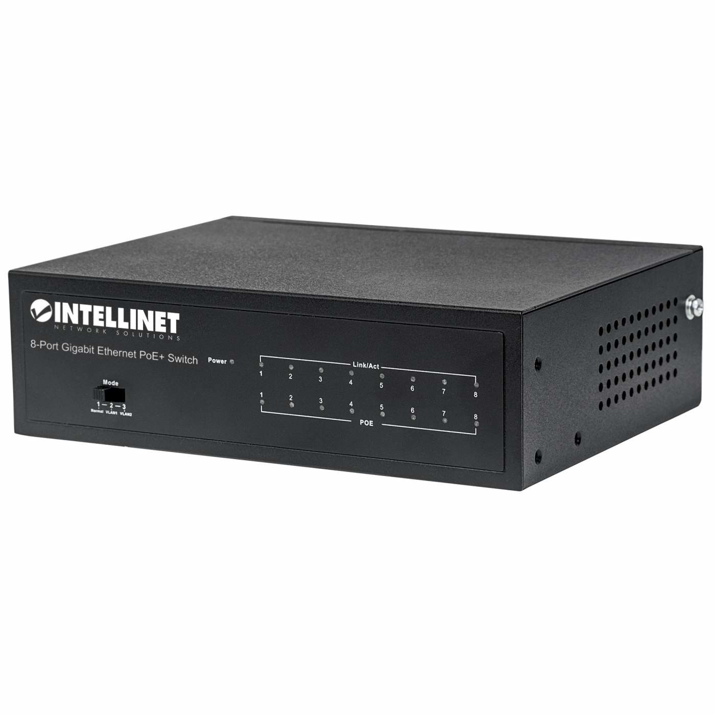Intellinet 8-Port Gigabit Ethernet PoE+ Switch, IEEE 802.3at/af Power