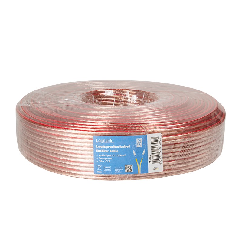 LogiLink CA1085 audio cable 50 m Transparent - LogiLink CA1085, 50 m,