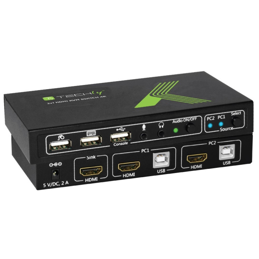 Techly KVM switch 2x1 con USB e HDMI IDATA KVM-HDMI2U - Techly KVM
