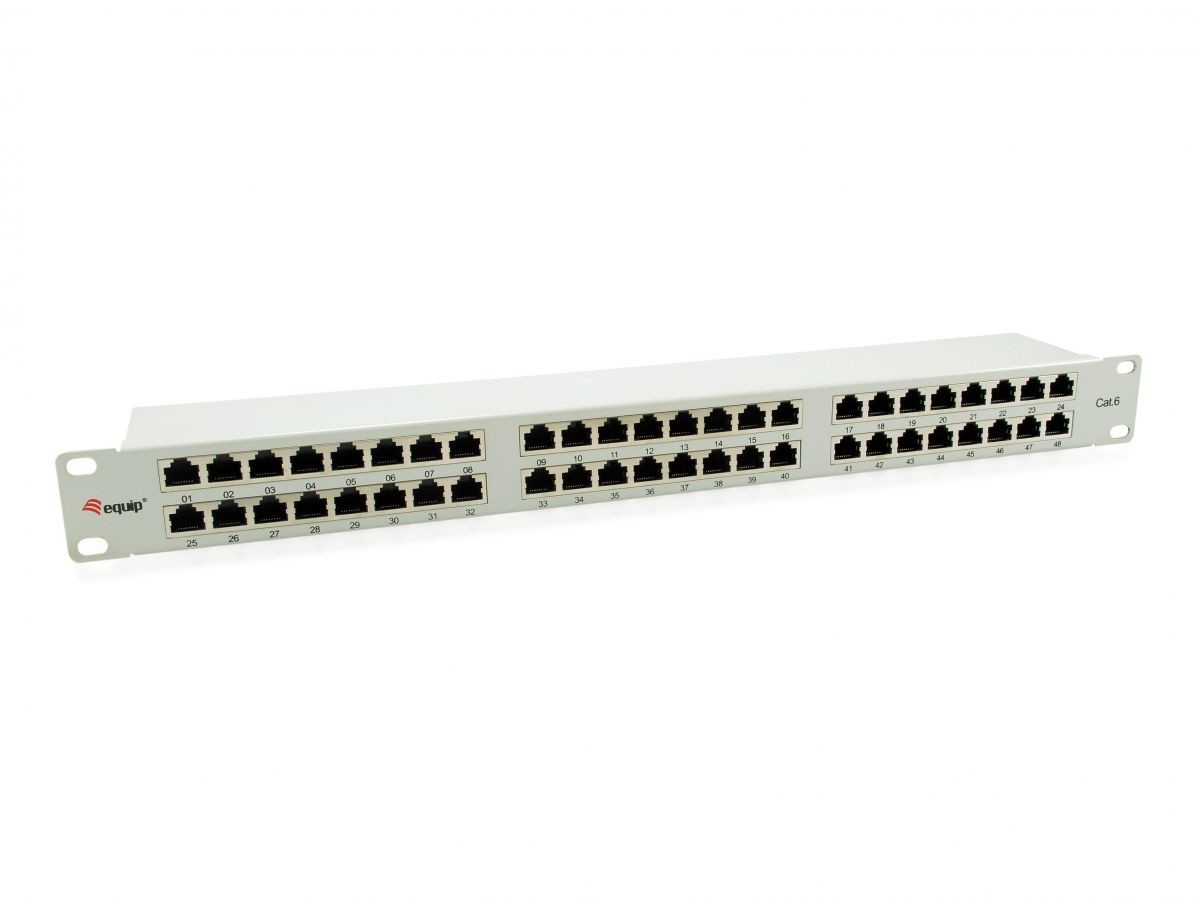 Equip 48-Port Cat.6 Shielded Patch Panel, Light Grey - Equip 48-Port