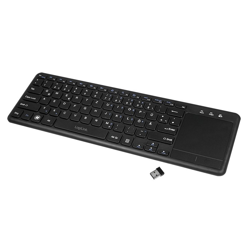 Logilink Tastatur Wireless mit Touchpad, 2,4 GHz, schwarz