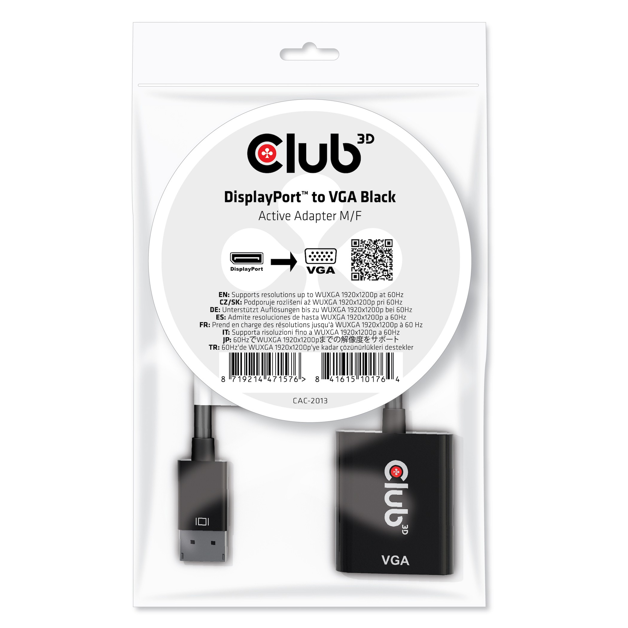 CLUB3D DisplayPort to VGA Black Active Adapter M/F - CLUB3D