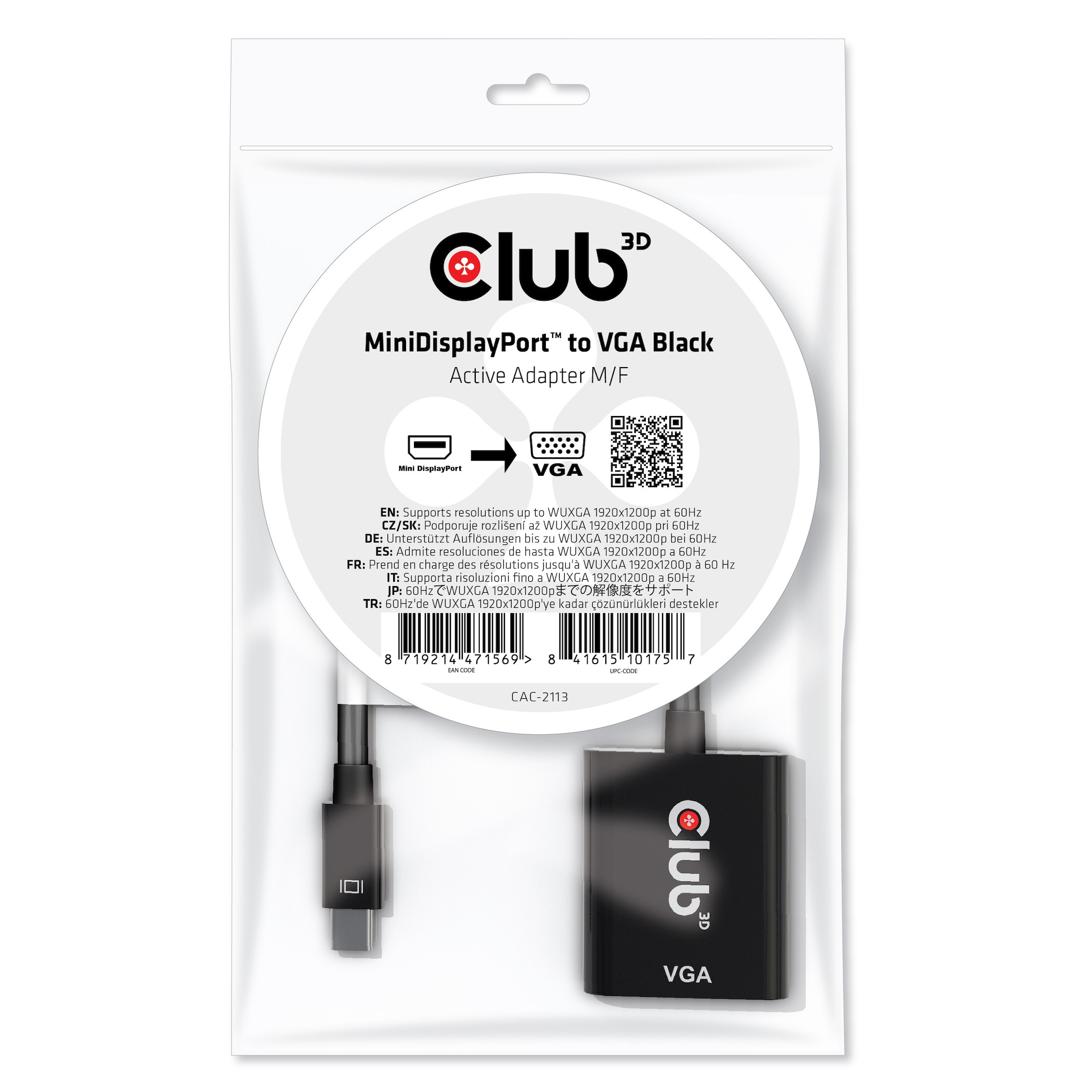 CLUB3D MiniDisplayPort to VGA Black Active Adapter M/F - CLUB3D