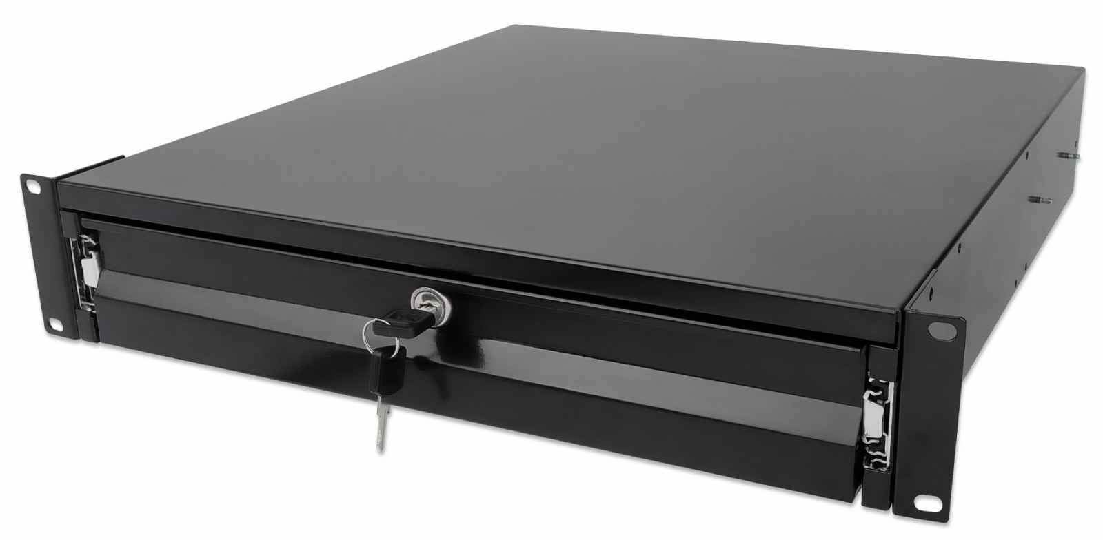 Intellinet 19" Storage Drawer, 2U, Lockable, 466mm Depth, Black -