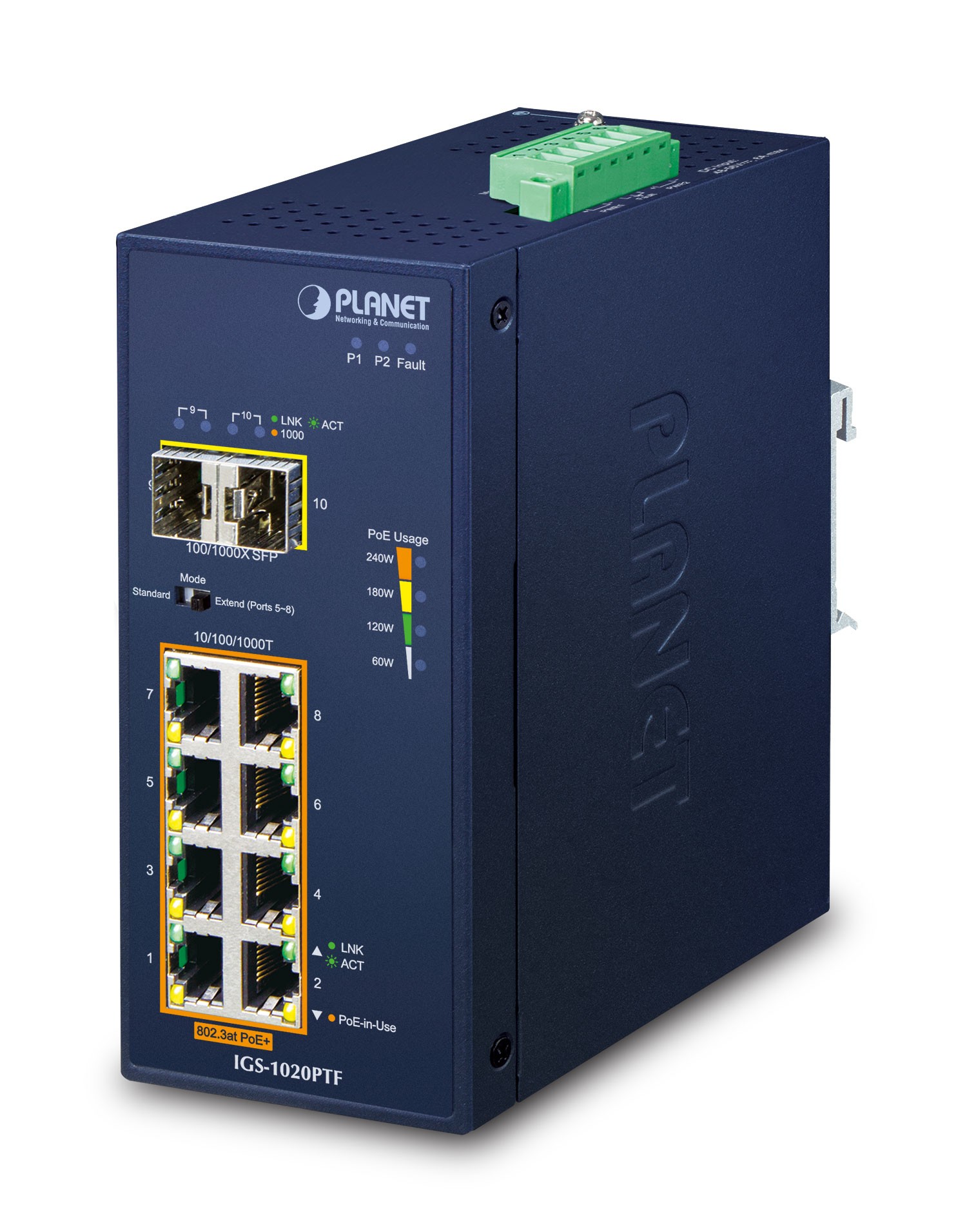 PLANET IP30 Ind 8-P 10/100/1000T Unmanaged Gigabit Ethernet (10/100/