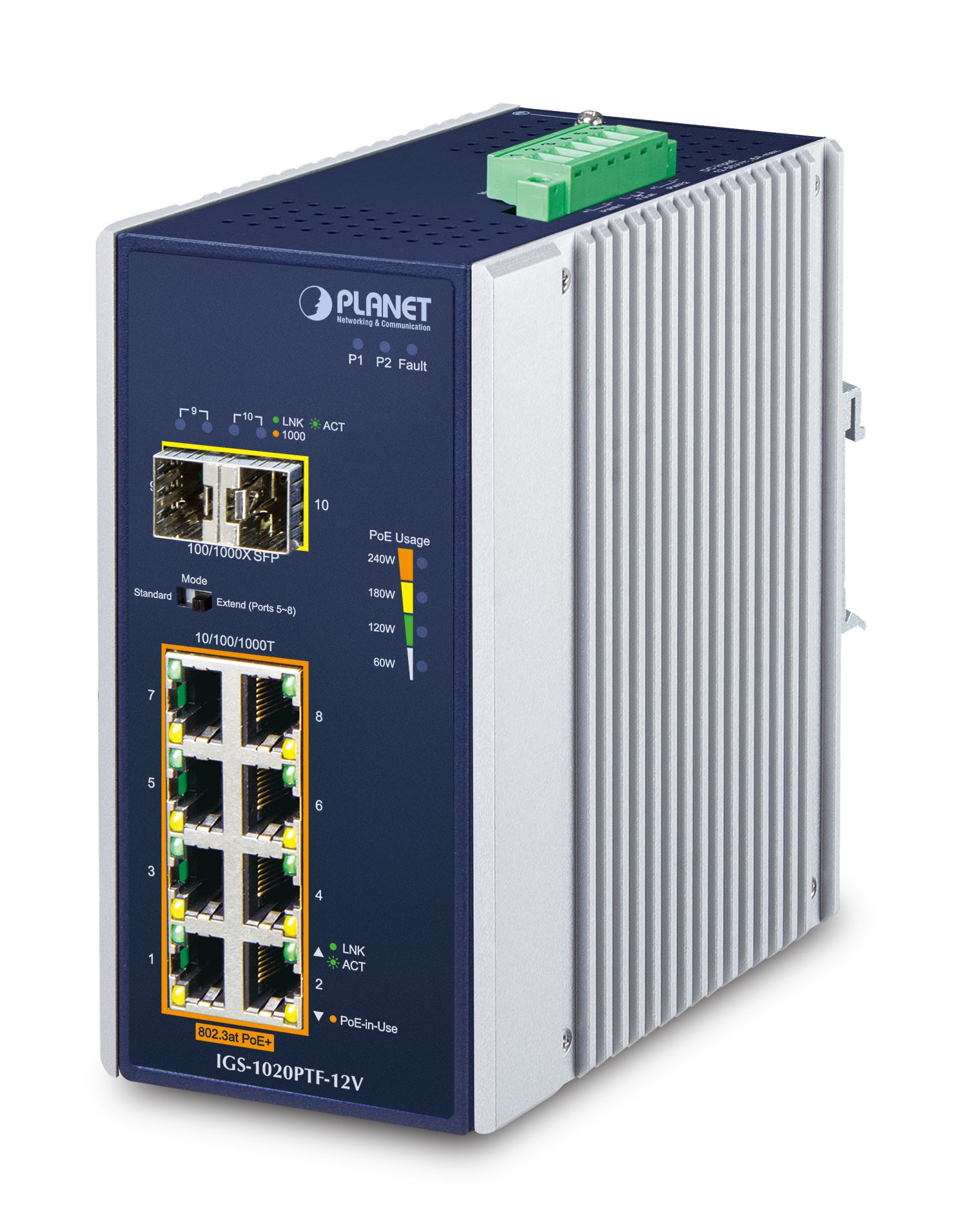 PLANET IP30 Ind 8-P 10/100/1000T No administrado Gigabit Ethernet (10/
