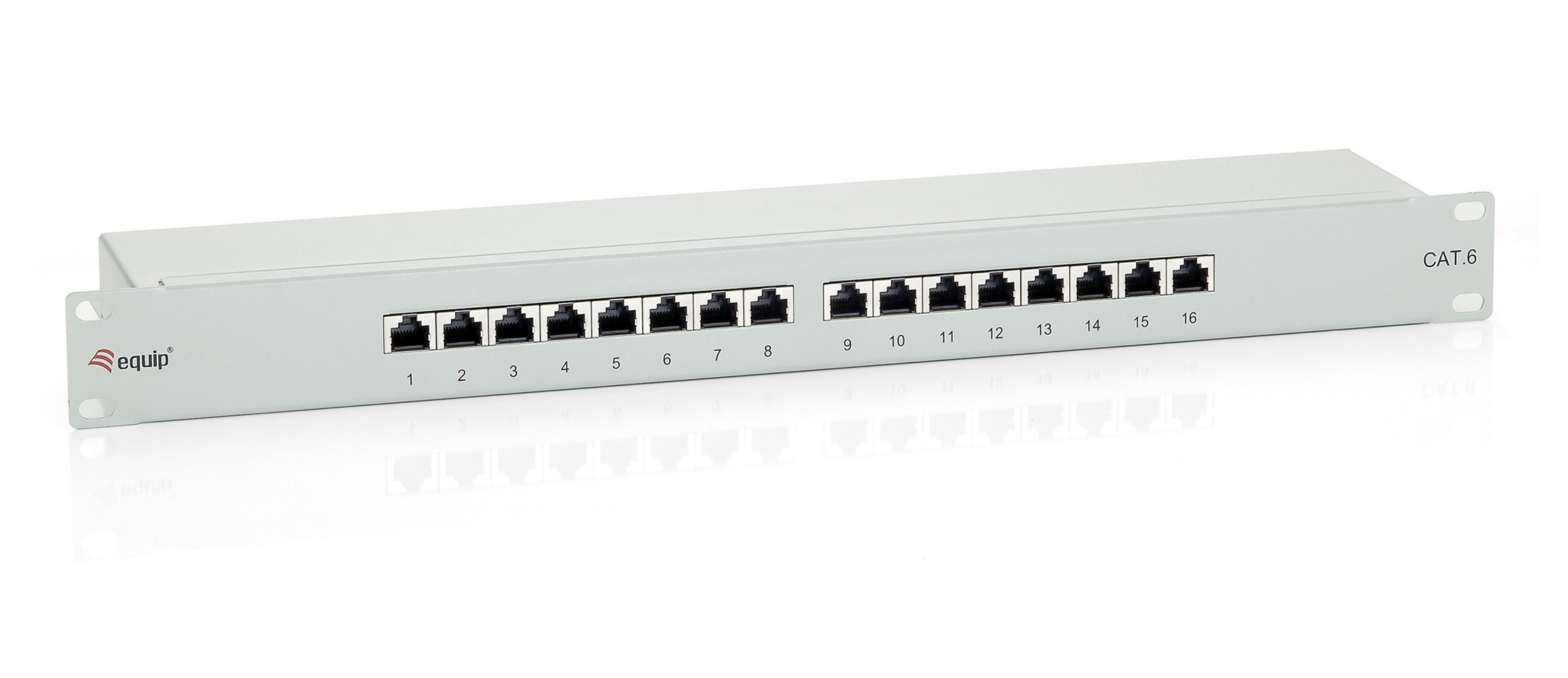 Equip 19" Patchpanel 16xRJ45 Cat6 FTP 1U 250MHz RAL7035